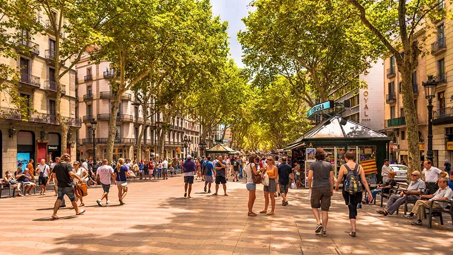 Walk along La Rambla in Barcelona in May.webp